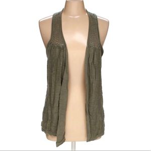 Maurice’s Sage Green Crochet-Style Vest ~ M